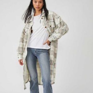 Free People Plaid Long Ruby Jacket